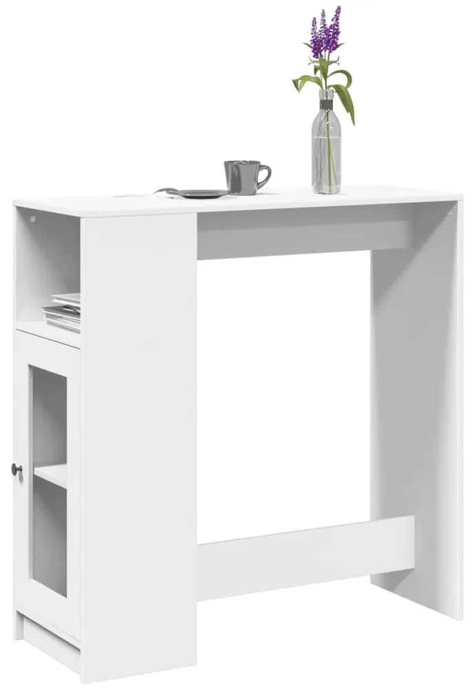 vidaXL Masă de bar cu rafturi, alb, 101x40x103,5 cm, lemn prelucrat