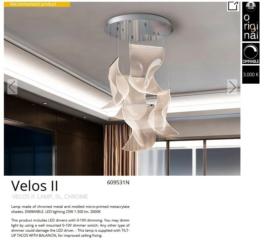 Lustra LED dimabila design exclusivist 50cm Velos II crom