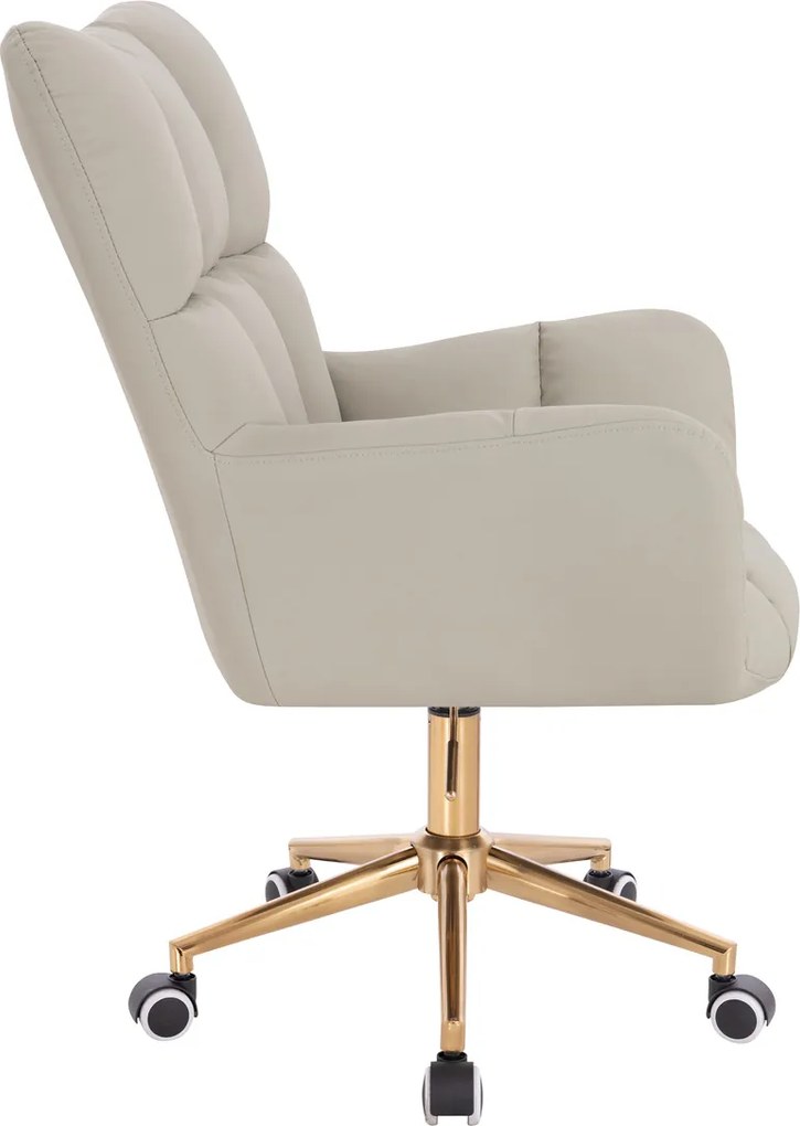 HR650K Scaun Ecru Piele Ecologica Premium Soft cu Bază Aurie