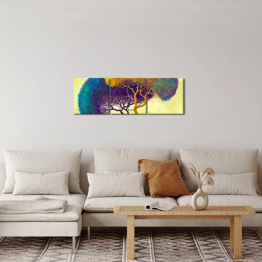 Tablou - Copaci în deal (cu ceas) (90x30 cm)