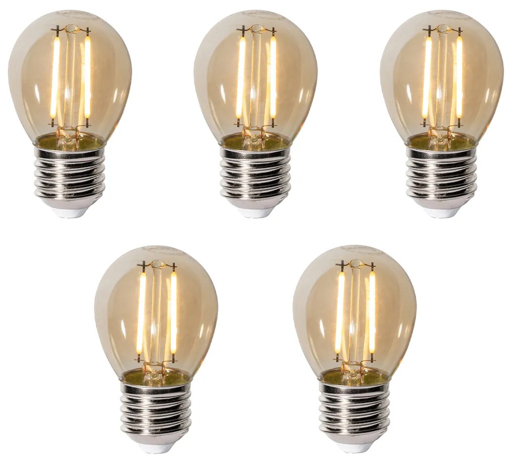 Set 5 becuri E27 dimbare LED lamp P45 goud 3W 250 lm 2200K
