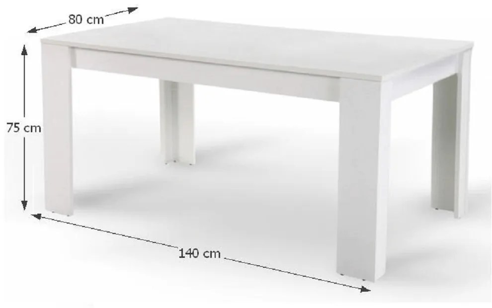 Masa dining, alba, 140x80 cm, TOMY NEW