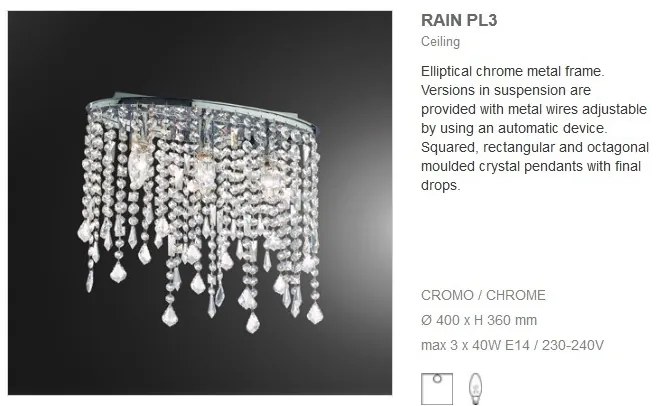 Plafonier cu cristale Venezian RAIN PL3 008370