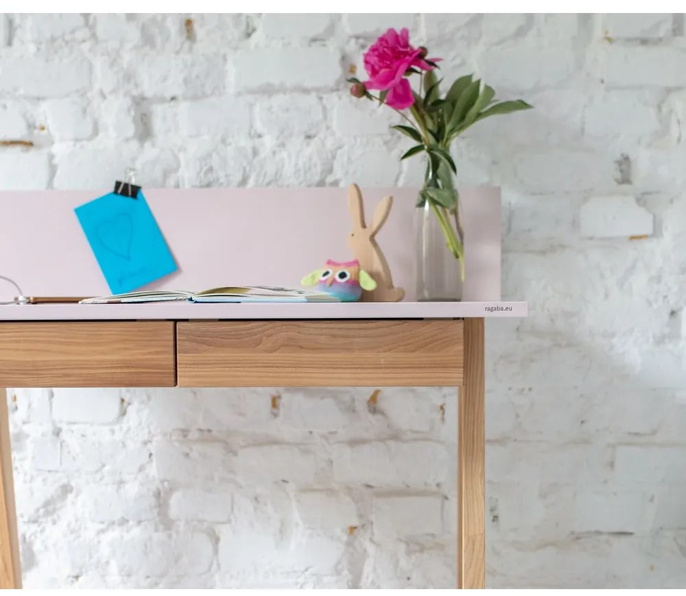 Birou cu bază din lemn de frasin Ragaba Luka, lungime 85 cm, gri