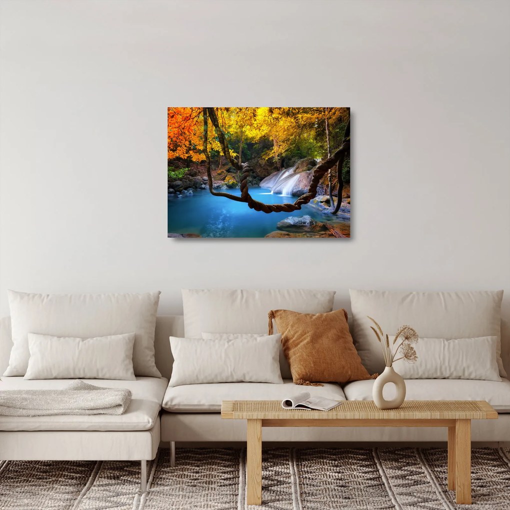 Tablou pe sticlă - Cascade din Asia (70x50 cm)