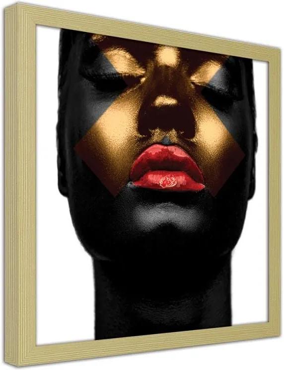 CARO Imagine în cadru - Black Skin And Red Lips 100x100 cm Natural