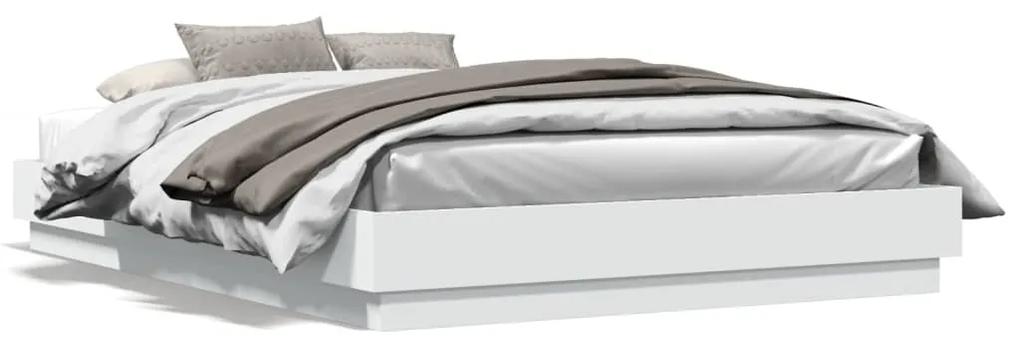 3209779 vidaXL Cadru de pat cu lumini LED, alb, 160x200 cm