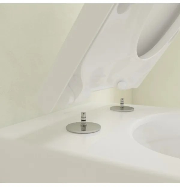 Set vas WC rimless suspendat, Villeroy&amp;Boch Subway 3.0, TwistFlush, cu capac inchidere lenta, 37x56cm, Alb Alpin, 4670TS01