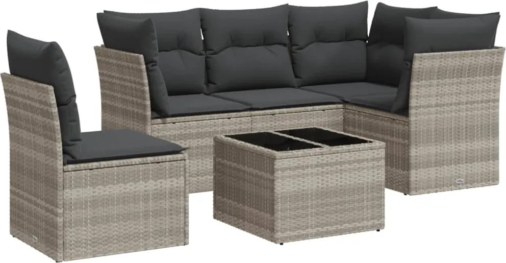 vidaXL Set canapele de grădină cu perne, 6 piese gri deschis poliratan