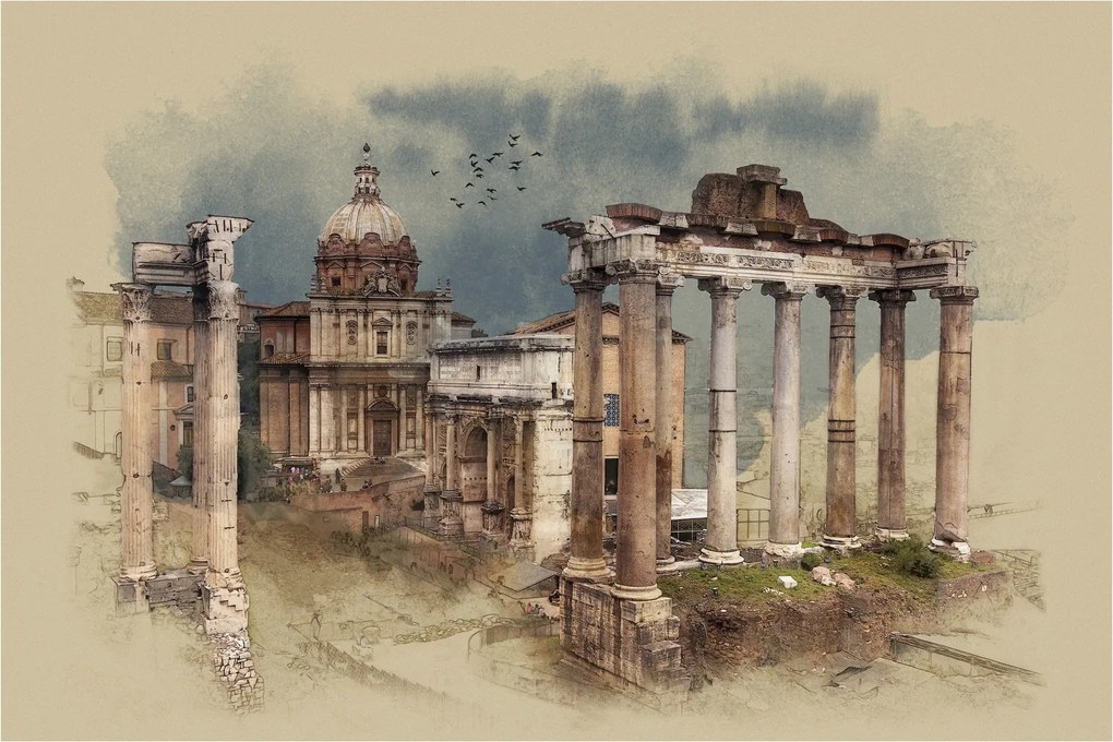 Tablou - Forumul Roman, Roma, Italia (90x60 cm)