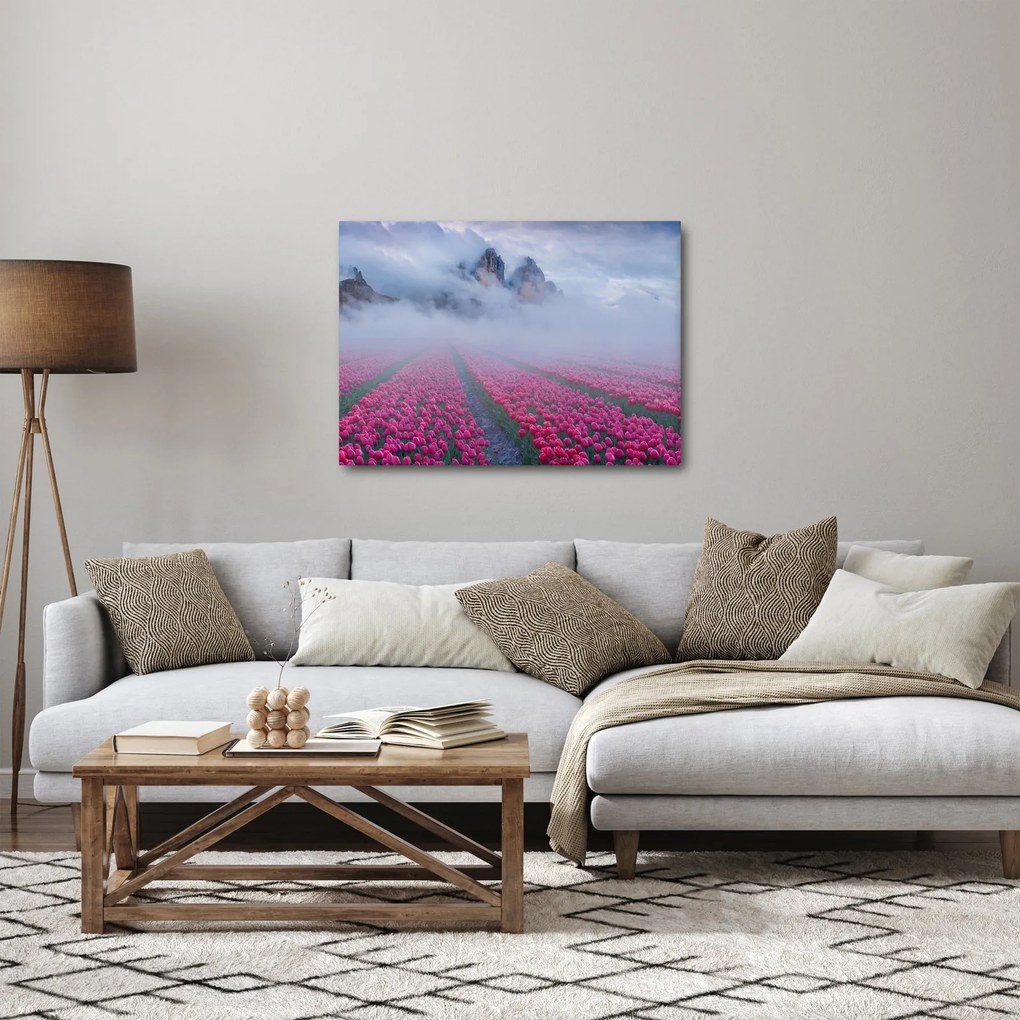 Tablou - Peisaj cu câmpuri de lalele (70x50 cm)