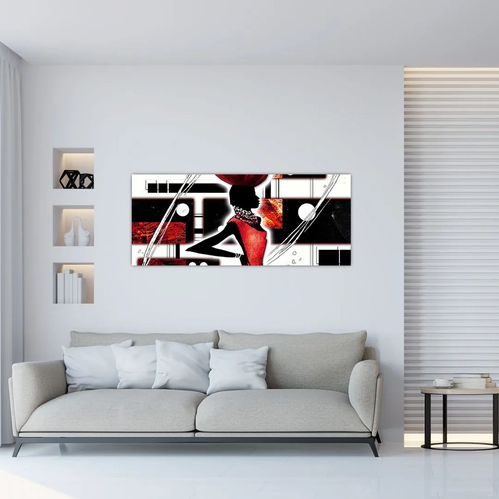 Tablou picuturii cu damă străveche (120x50 cm)