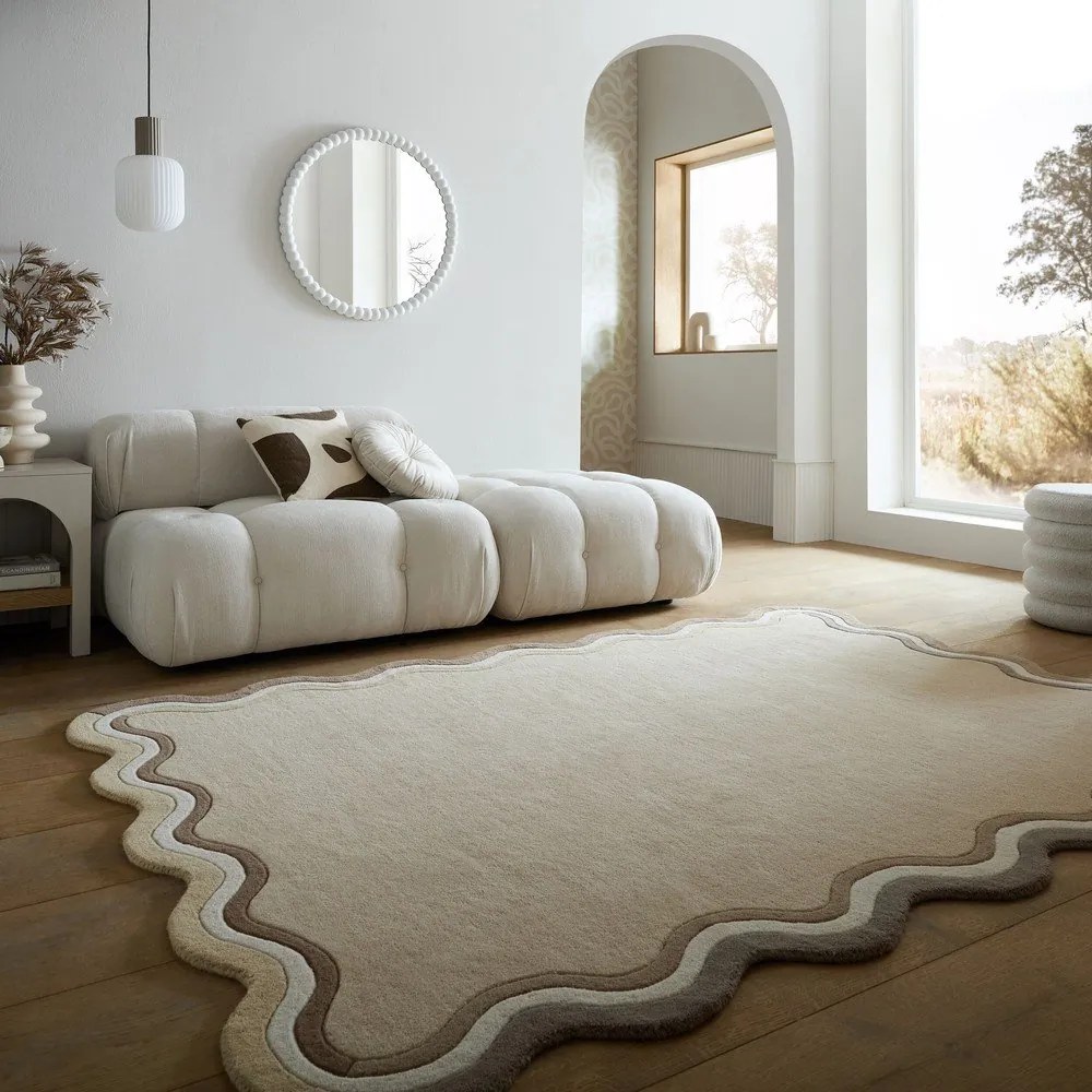 Covor în culoare naturală țesut manual din lână 200x290 cm Leo Scallop – Flair Rugs