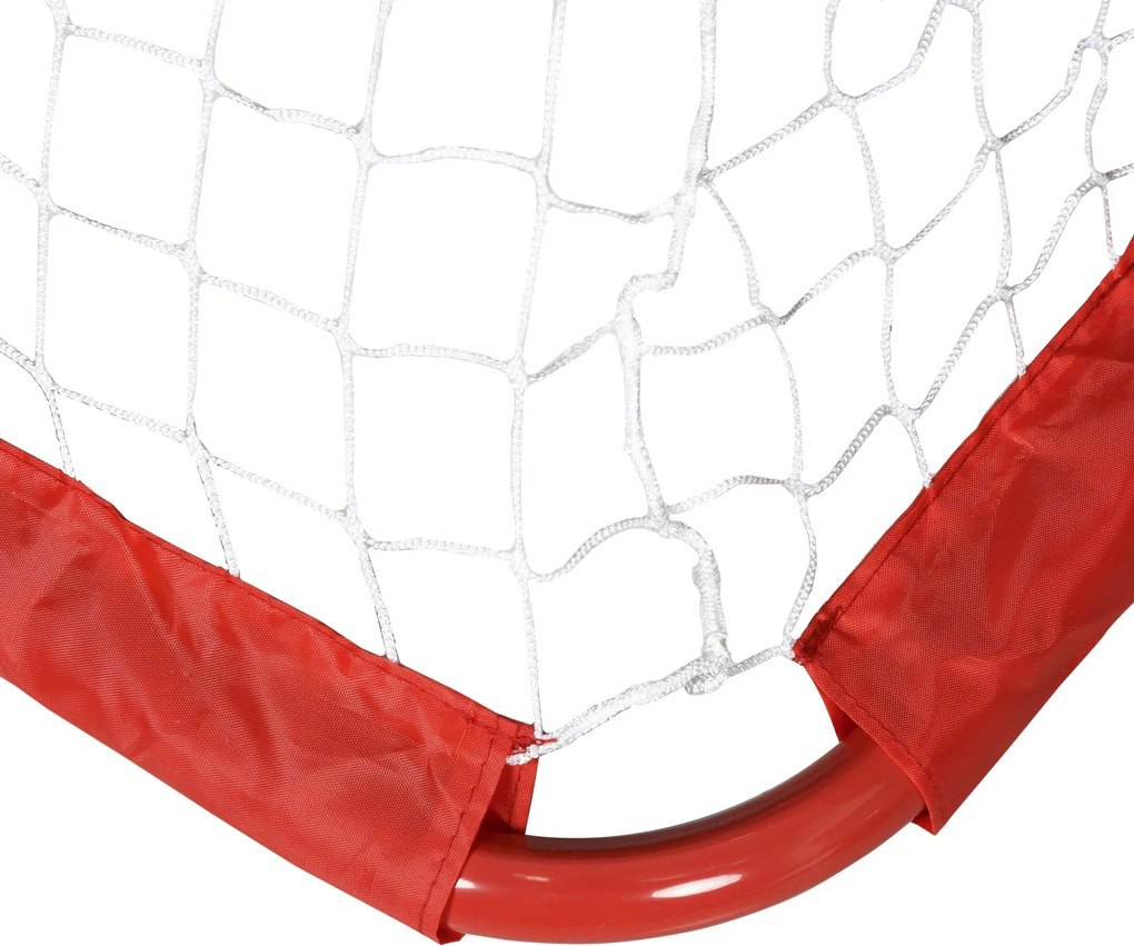 HOMCOM Set 2 Porți de Fotbal Pliabile pentru Exterior cu 4 Țăruși, Plasă de Fotbal din Metal și Tetrolon, 90x36x60 cm, Roșu | Aosom Romania