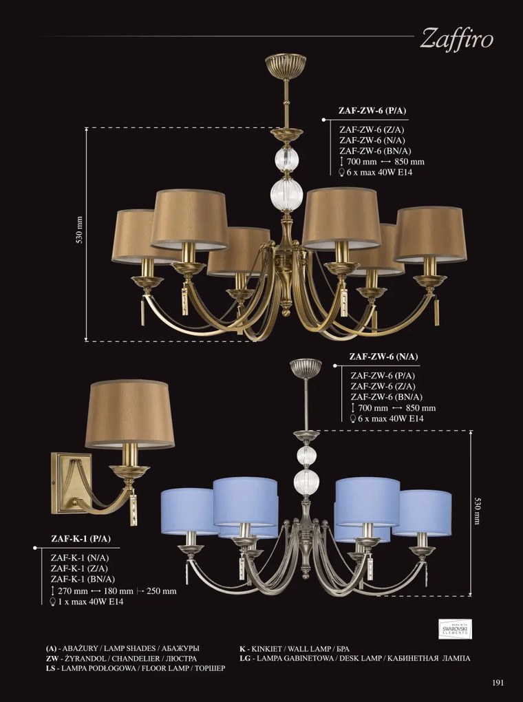 Candelabru 6 brate elegant design clasic Zaffiro