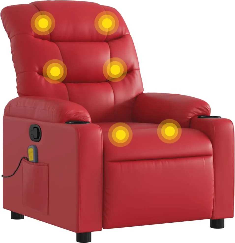 vidaXL Fotoliu de masaj rabatabil, roșu, piele ecologică