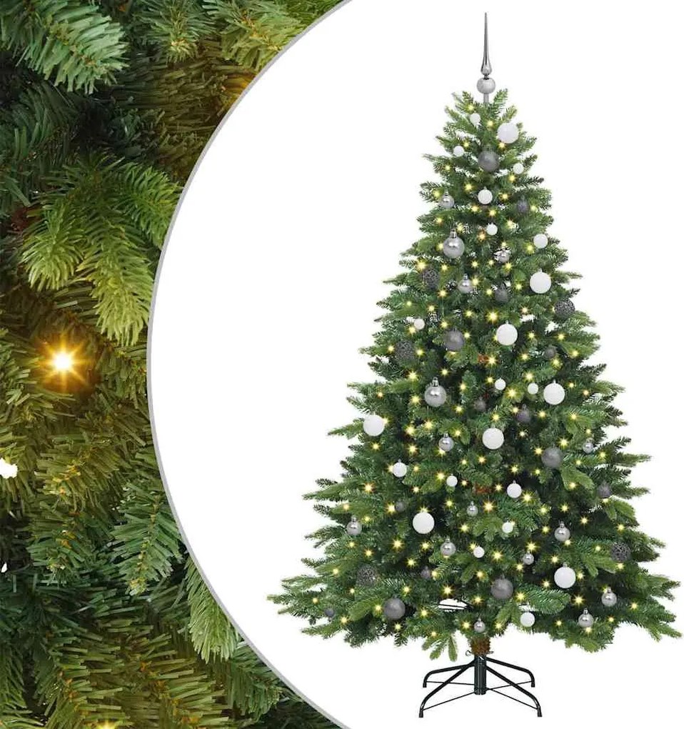 vidaXL Brad de Crăciun artificial cu 300 LED Verde 210 cm PE și PVC