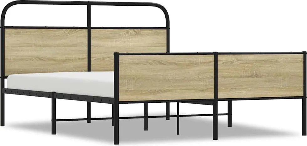 vidaXL Cadru de pat metalic fără saltea, stejar sonoma, 150x200 cm