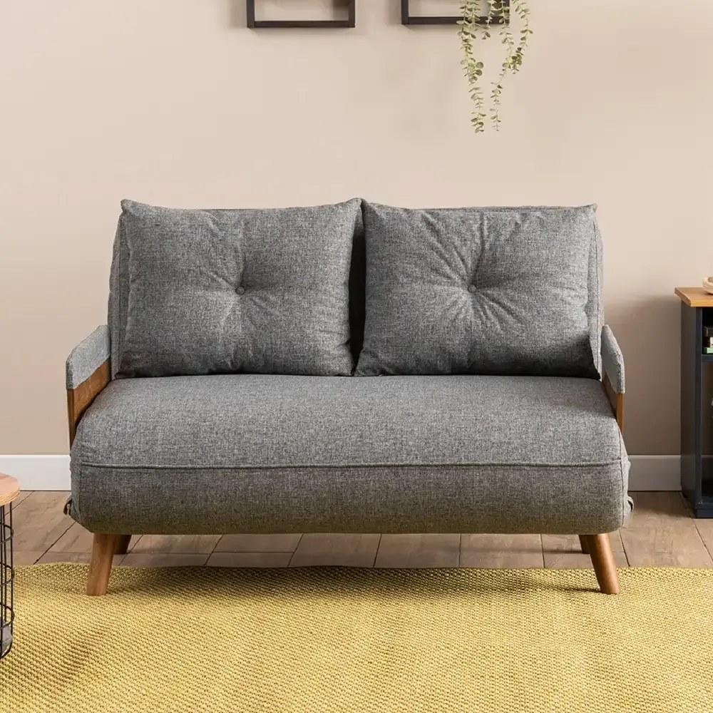 Canapea extensibilă 2 locuri modernă 190x120 cm – stofă gri – Esme