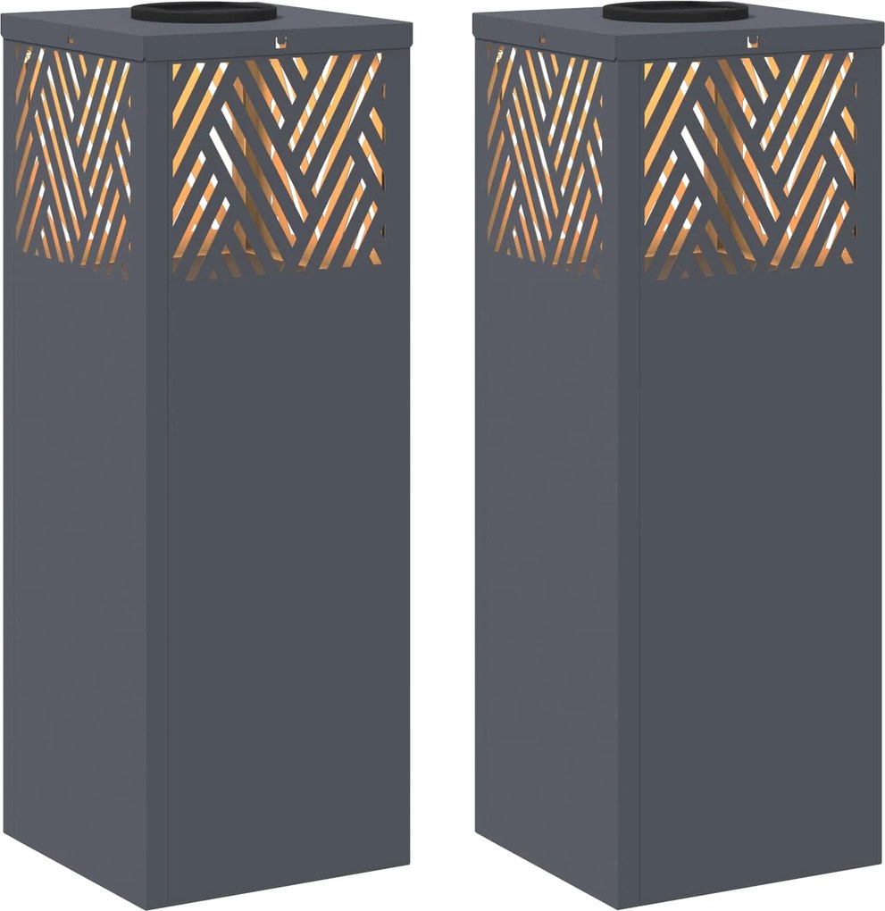 vidaXL Lumină LED Solară pentru Alei 2 pcs Antracit