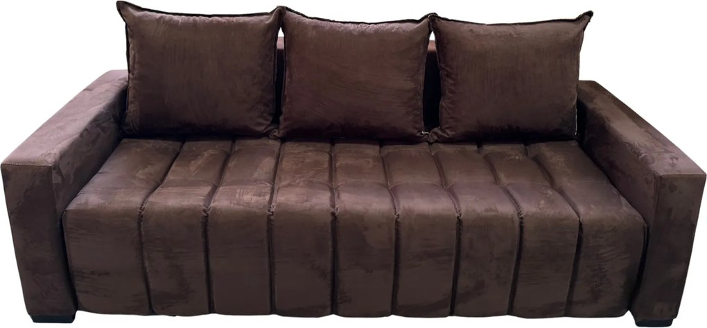Canapea ZARA extensibila, 3 locuri, cu lada de depozitare, stofa suede maro , 220x95x80 Maro, Stofa Suede