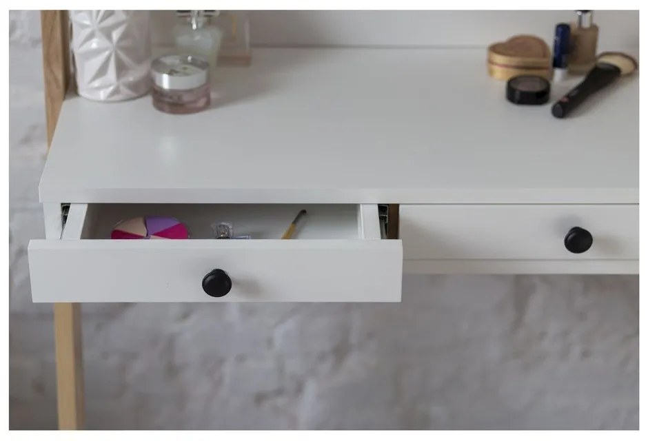 Suport cu sertar și oglindă Ragaba Leno, alb