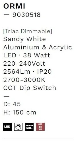 Lustra LED suspendata design modern circular ORMI alba D-45cm