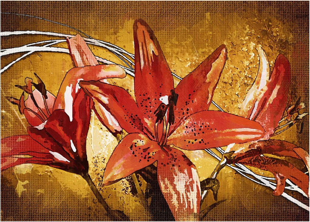 Tablou cu flori de crini (70x50 cm)