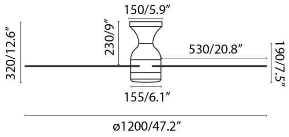 Ventilator LED de tavan FARO 33756 FRASER LED/16W/230V alb d. 120 cm + telecomandă