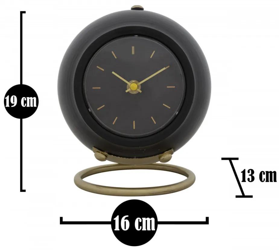 Ceas decorativ de masa negru din metal si plastic, 16x13x19 cm, Ball Mauro Ferretti
