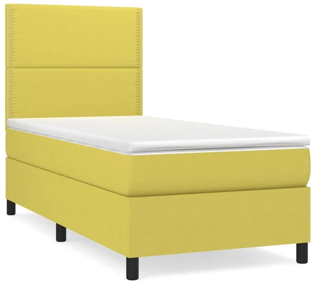 3141656 vidaXL Pat box spring cu saltea, verde, 80x200 cm, textil
