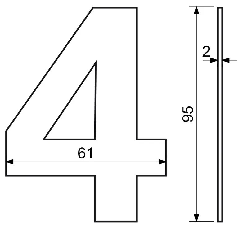 Număr casă 4", RN.95L, negru"