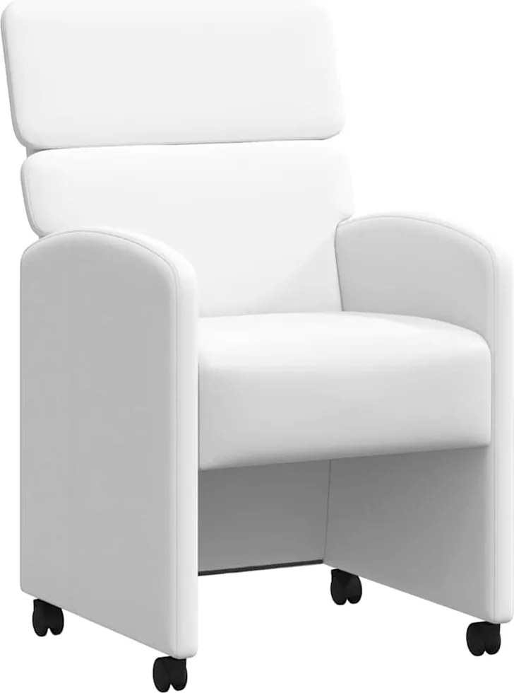 vidaXL Scaune de dining cu roți cu roți 2 pcs Alb 58 x 65 x 98 cm
