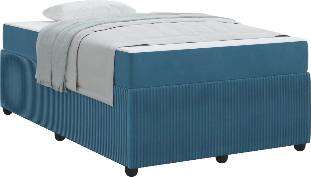 vidaXL Cadru de pat cu saltea albastru 120 x 190 cm țesătură