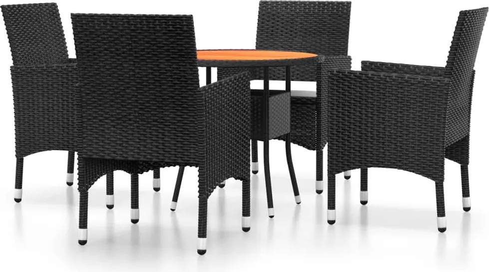 vidaXL Set mobilier de grădină, 5 piese, negru, poliratan
