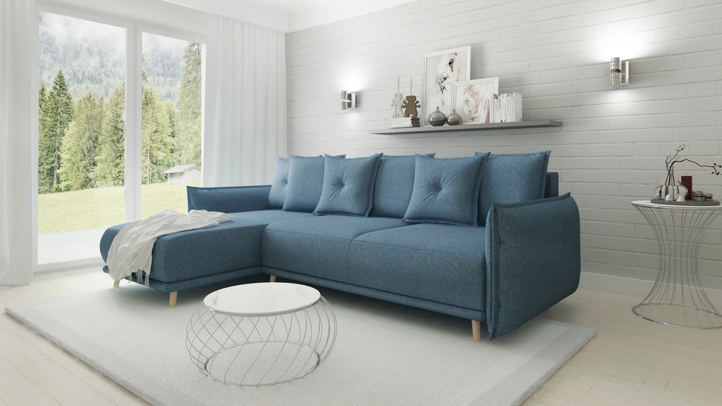 Coltar Extensibil Gamma 238 x 170 Cm Revesibil, Tapiterie Textila Albastra