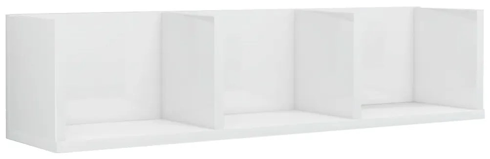 801316 vidaXL Raft de perete CD-uri, alb extralucios, 75 x 18 x 18 cm, PAL