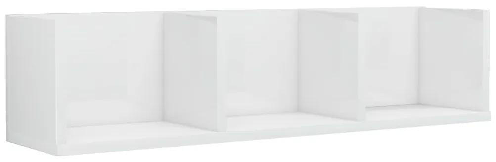 801316 vidaXL Raft de perete CD-uri, alb extralucios, 75 x 18 x 18 cm