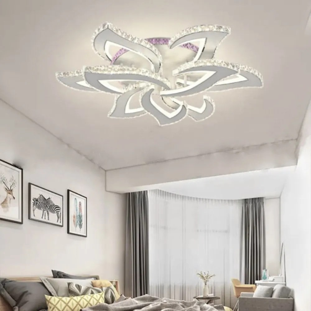 Lustra LED Cu Telecomanda, Cristal, 6-3 , Cromat, 300 W, RGB
