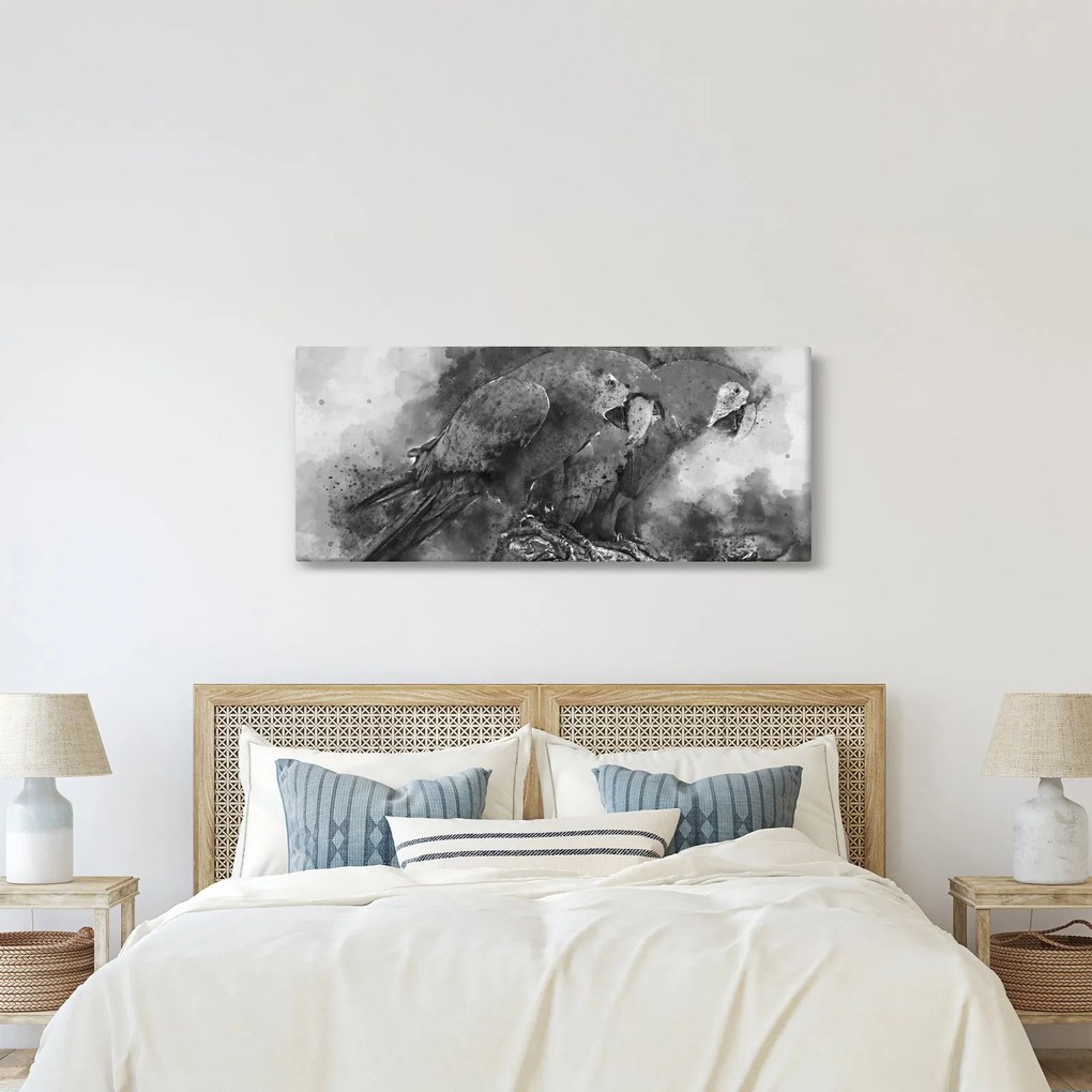 Tablou - Acuarelă papagali (120x50 cm)
