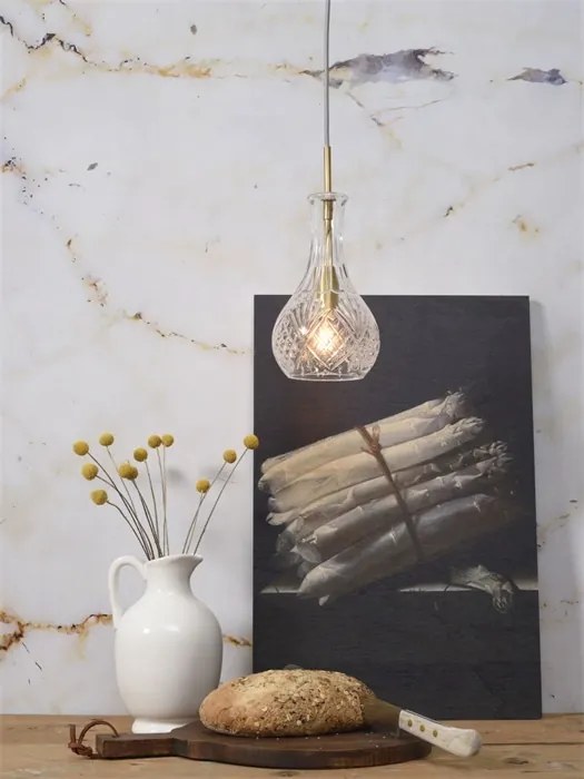 Lustra, Pendul elegant din sticla Brussels transparent/gold, drop