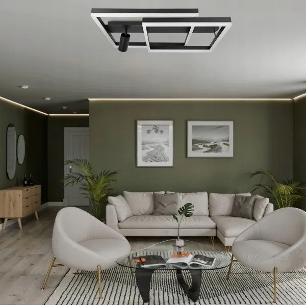 Plafonieră LED 38W/230V + 1x GU10/30W, neagră