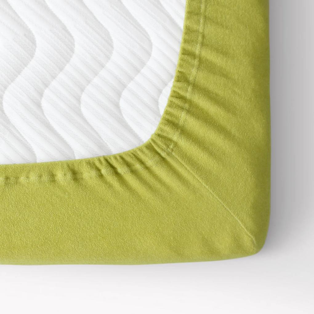 Goldea cearceafuri de pat din terry cu elastic - verde fistic 90 x 200 cm