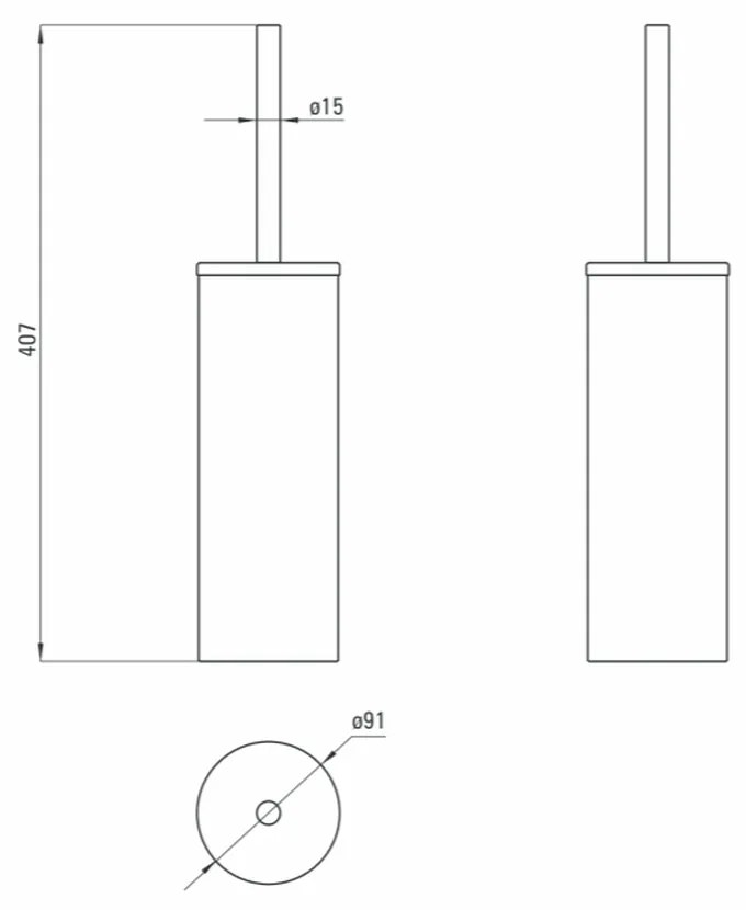 Suport perie wc negru mat, montare pardoseala, Deante Round Negru mat