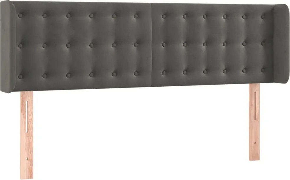 vidaXL Tăblie de pat cu aripioare gri închis 147x16x78/88 cm catifea