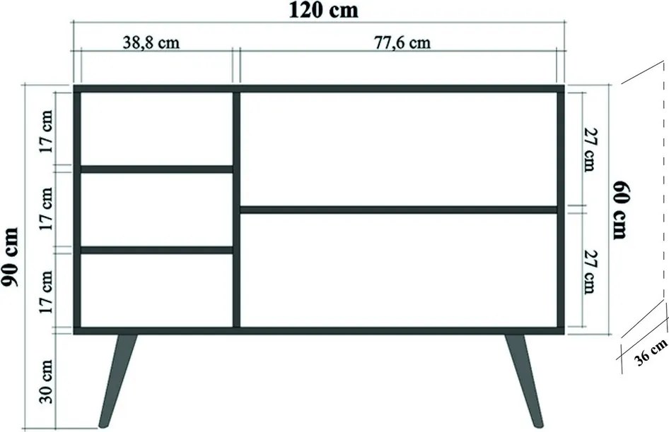 Comoda Mega 121, Vella, 120x36x94 cm, multicolor
