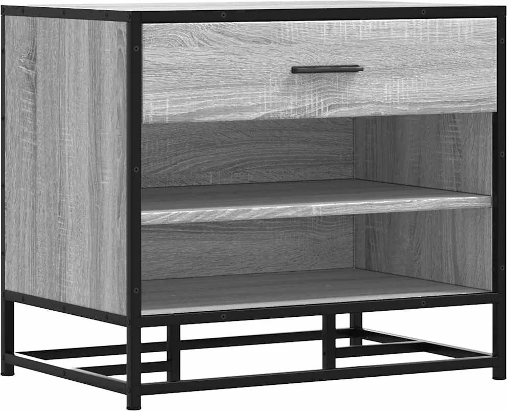 vidaXL Bancă pentru pantofi, gri Sonoma, lemn prelucrat și metal