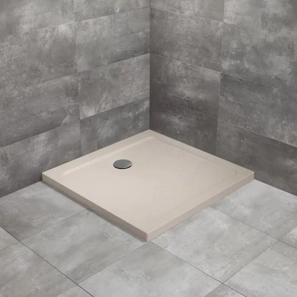Cadita dus patrata Radaway Doros C Stone 90x90 cm acril casmir