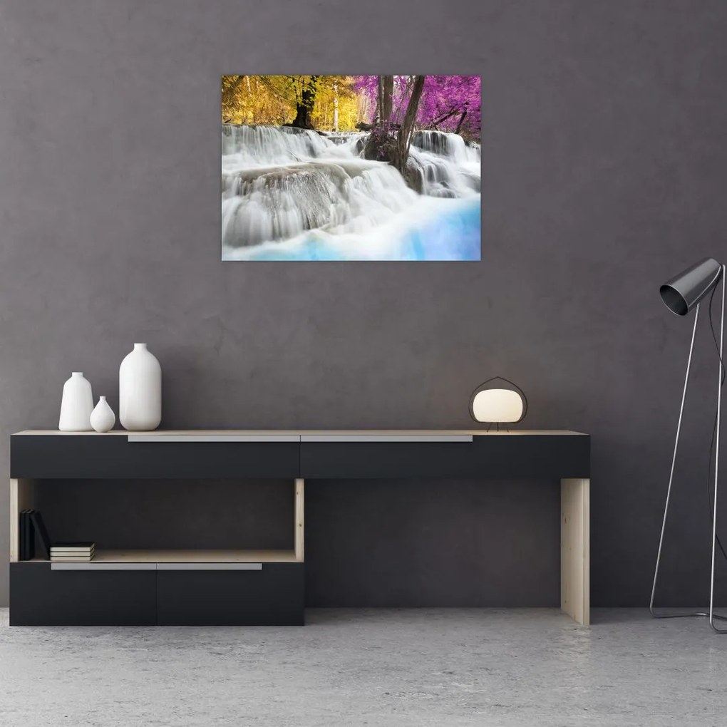 Tablou cu Erawan cascadă în pădure (70x50 cm)