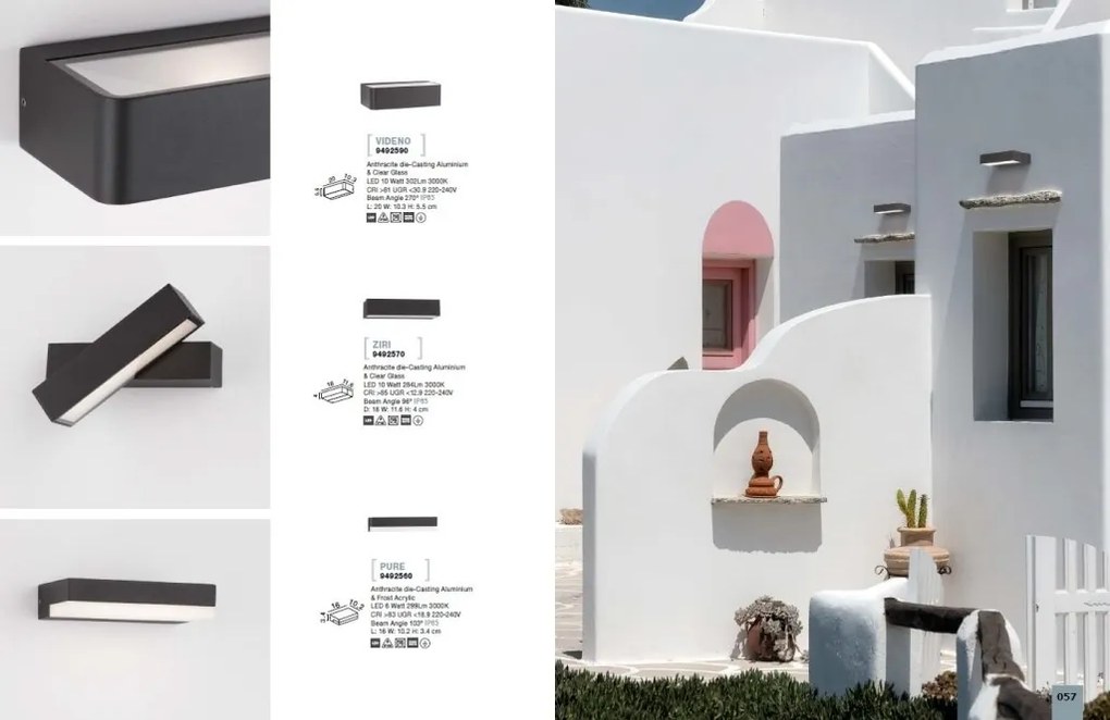 Aplica LED de perete pentru iluminat exterior IP65 ZIRI